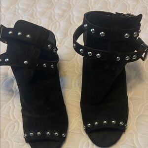 Elegant Black Studded Heeled Boots